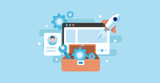 A toolbox, wrench, gears, browser window and rocket