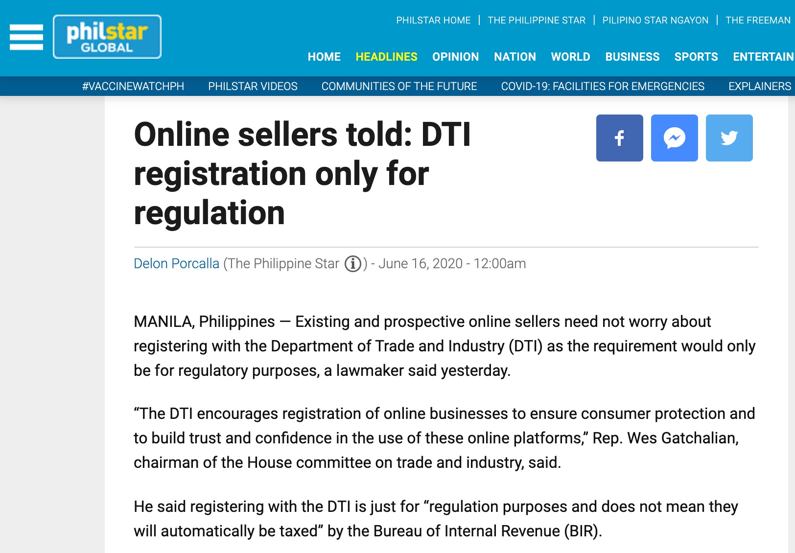 Misleading Article Headline by Philstar